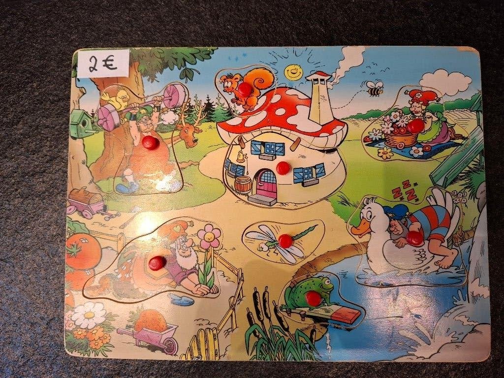 Houtel puzzel kabouter Plop, Ophalen, Gebruikt, Van hout, Minder dan 10 stukjes
