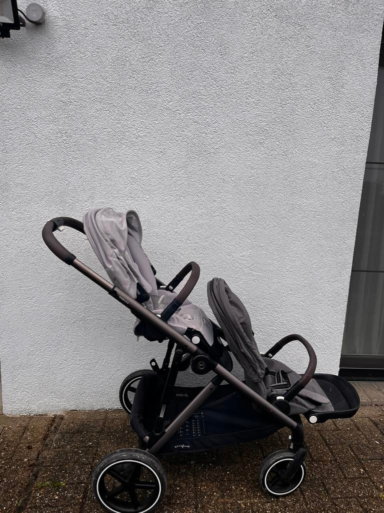 Poussette Double Cybex Gazelle S - Gris & Châssis Taupe, Enfants & Bébés, Poussettes & Combinaisons, Comme neuf, Poussette combi