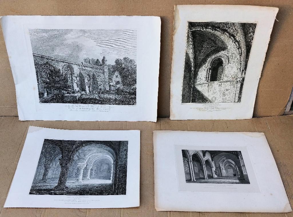 4 Koper gravures St. Peters Church Oxford 1796-1833 SALE, 1800 - 1899, Ophalen of Verzenden, 21 cm, 27 cm