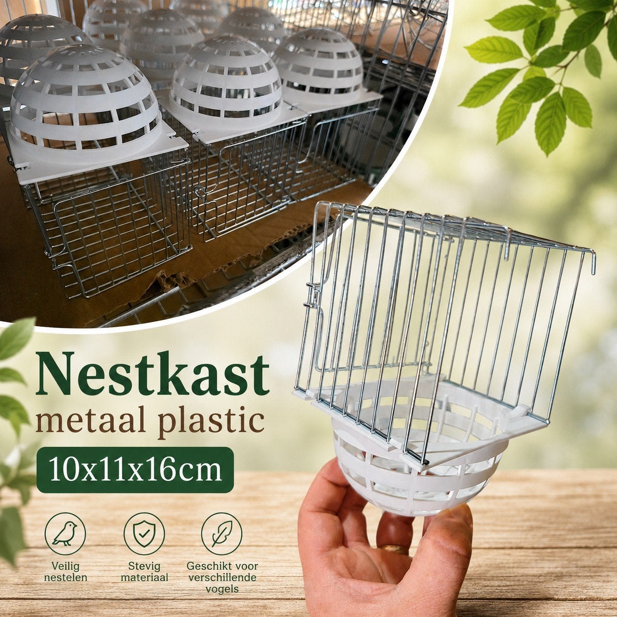 Nestkast Metaal Plastic 10x11x16cm - Winkel en Webshop, Dieren en Toebehoren, Vogels | Hokken en Kooien, Ophalen