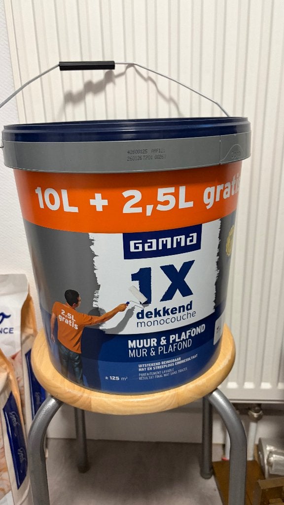 Ongeopende nieuwe muur en plafond verf emmer, wit, Doe-het-zelf en Bouw, Verf, Beits en Lak, Ophalen, Wit, Nieuw, Verf