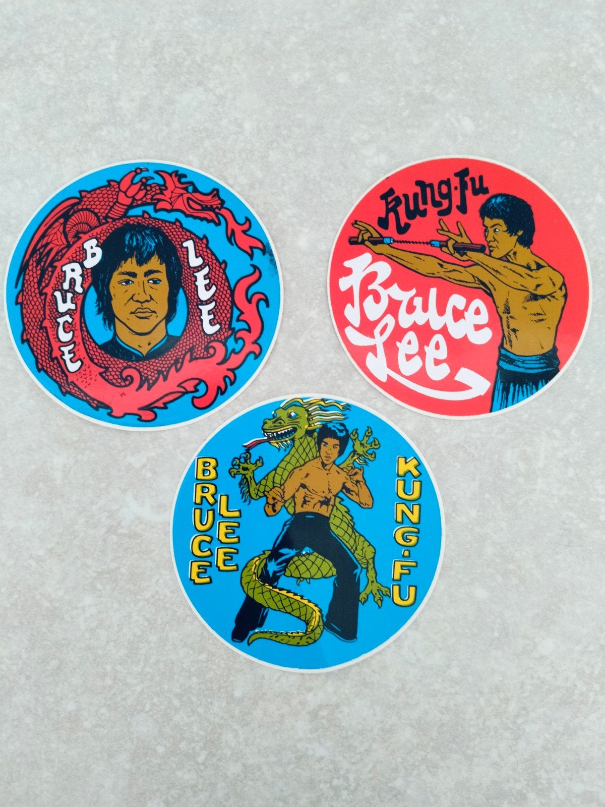 3 vintage stickers Bruce Lee, Verzamelen, Ophalen of Verzenden