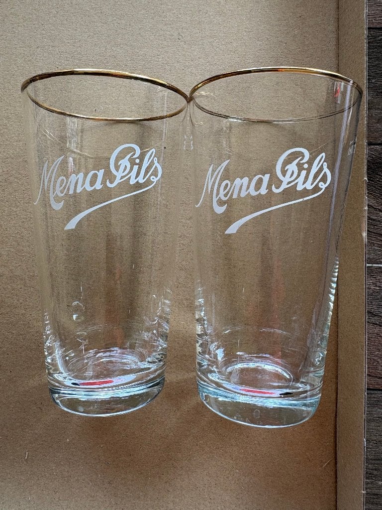 Mena Pils (2 glazen), Ophalen of Verzenden, Gebruikt, Glas of Glazen, Overige merken