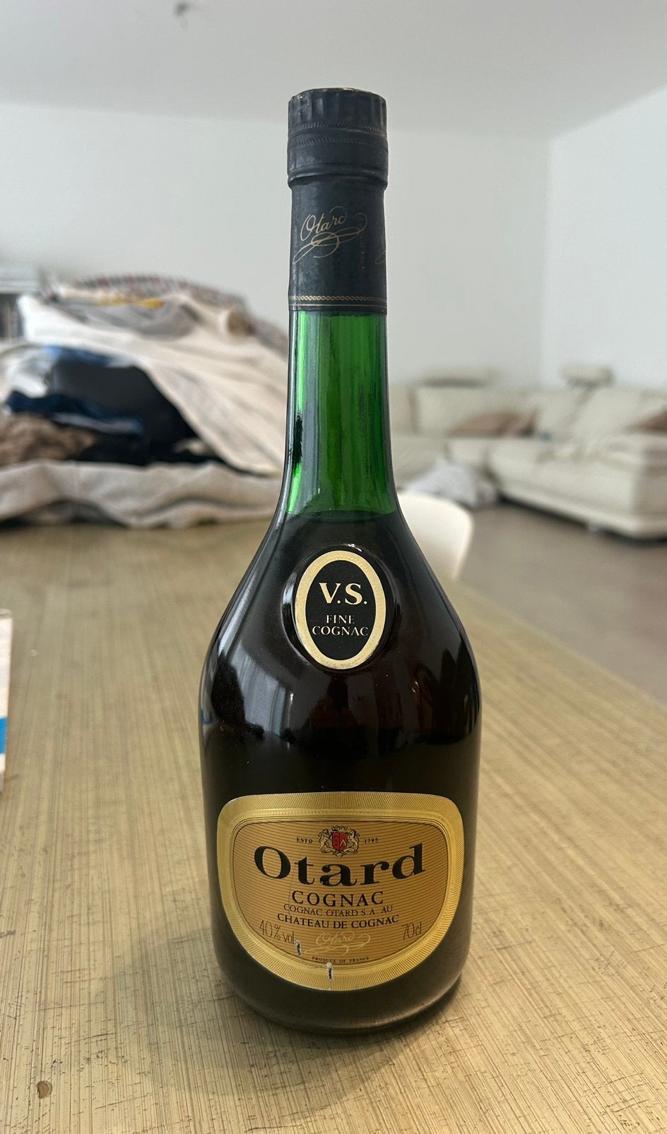 Vintage Cognac Otard V.S. — verzegelde fles België 1986, Verzamelen, Ophalen, Zo goed als nieuw