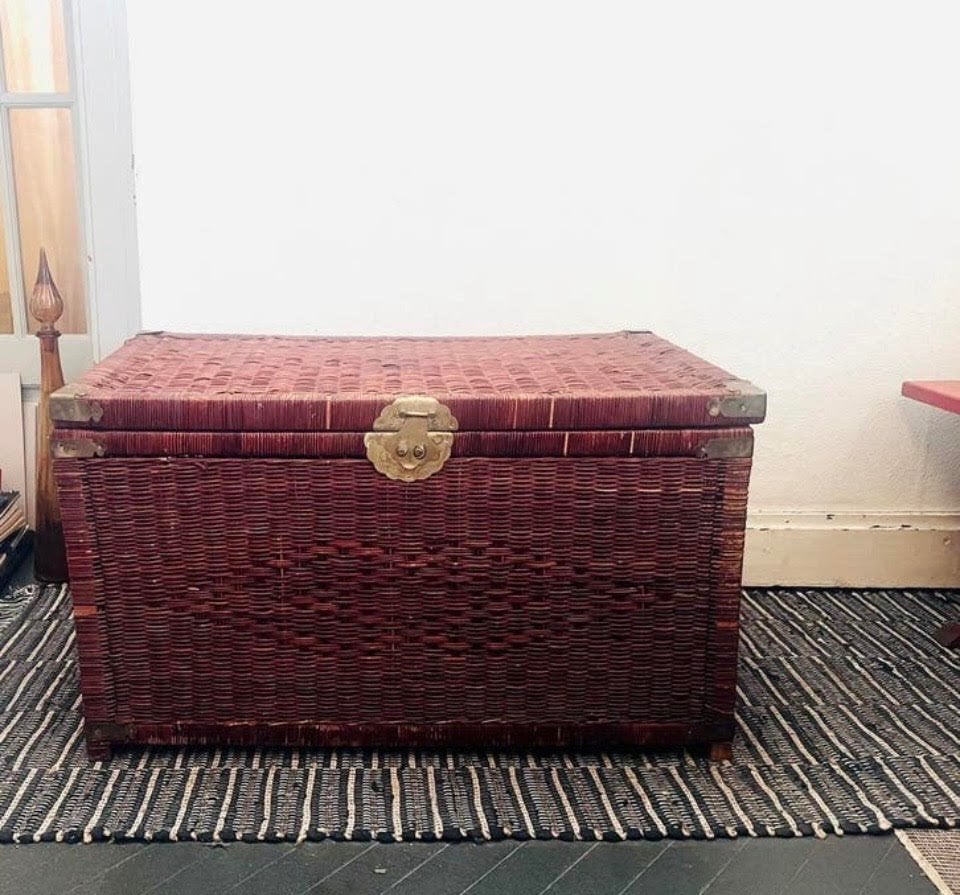 Boîte de rangement vintage élégante en rotin, Osier, Enlèvement, Panier, Utilisé
