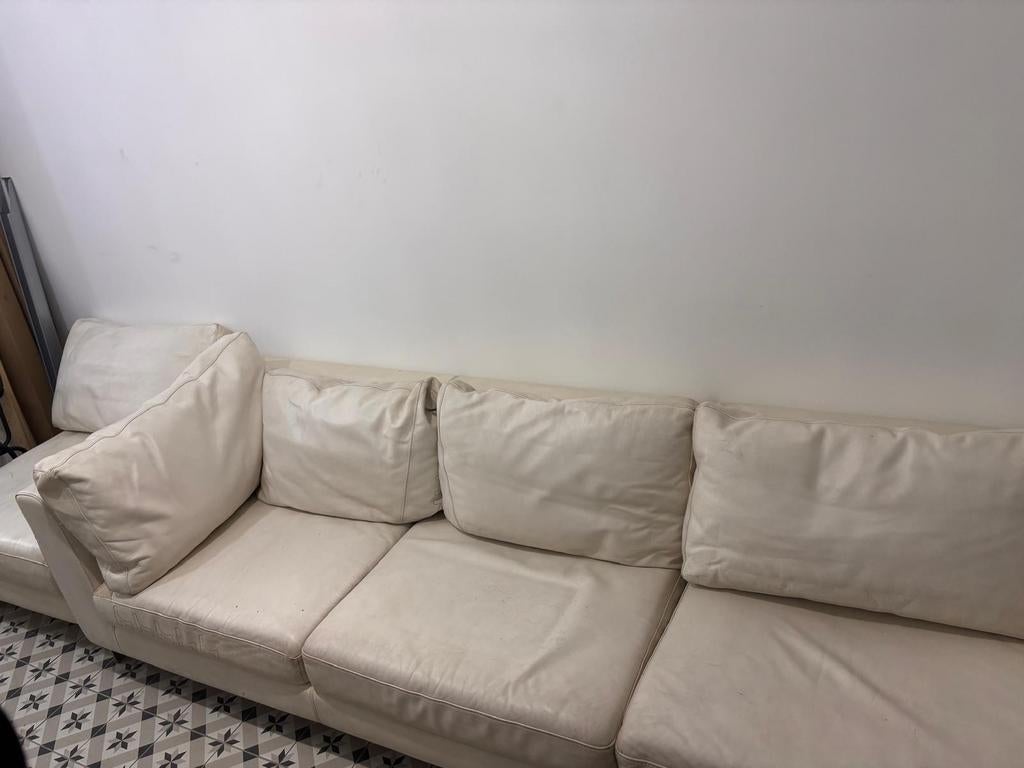 3-zits leren fauteuil + voetenbank, Huis en Inrichting, Ophalen of Verzenden, Leer