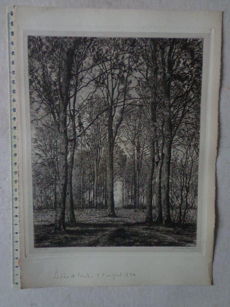 fraaie ets van Alfred Elsen "Lisière de forêt" uit 1880, Antiquités & Art, Art | Eaux-fortes & Gravures, Eau-forte, Signé, Paysage