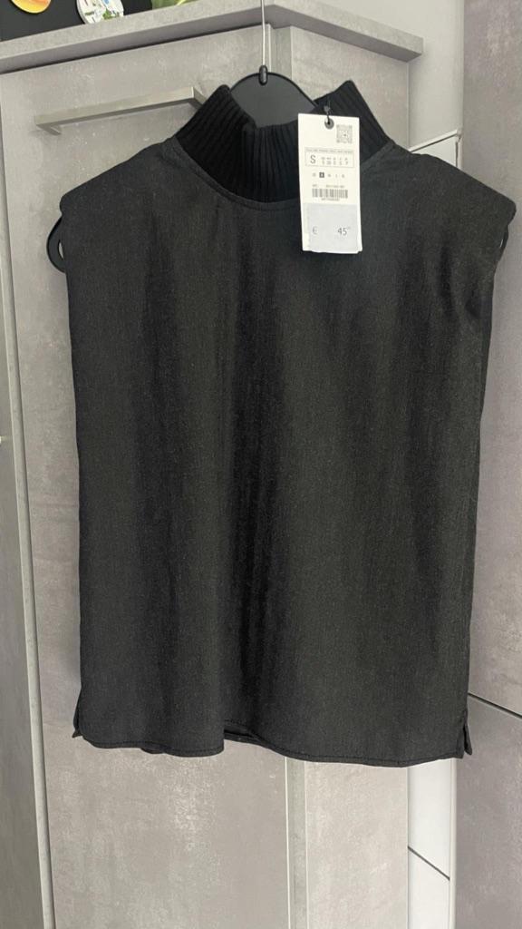 BLOUSE neuve ZARA col roulé gris noir S, Neuf, Enlèvement ou Envoi, Noir, Zara