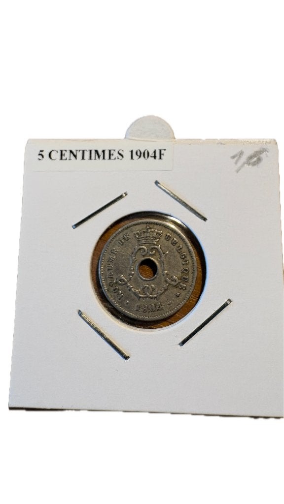 LEOPOLD II: 5 cent 1904F, Postzegels en Munten, Ophalen of Verzenden