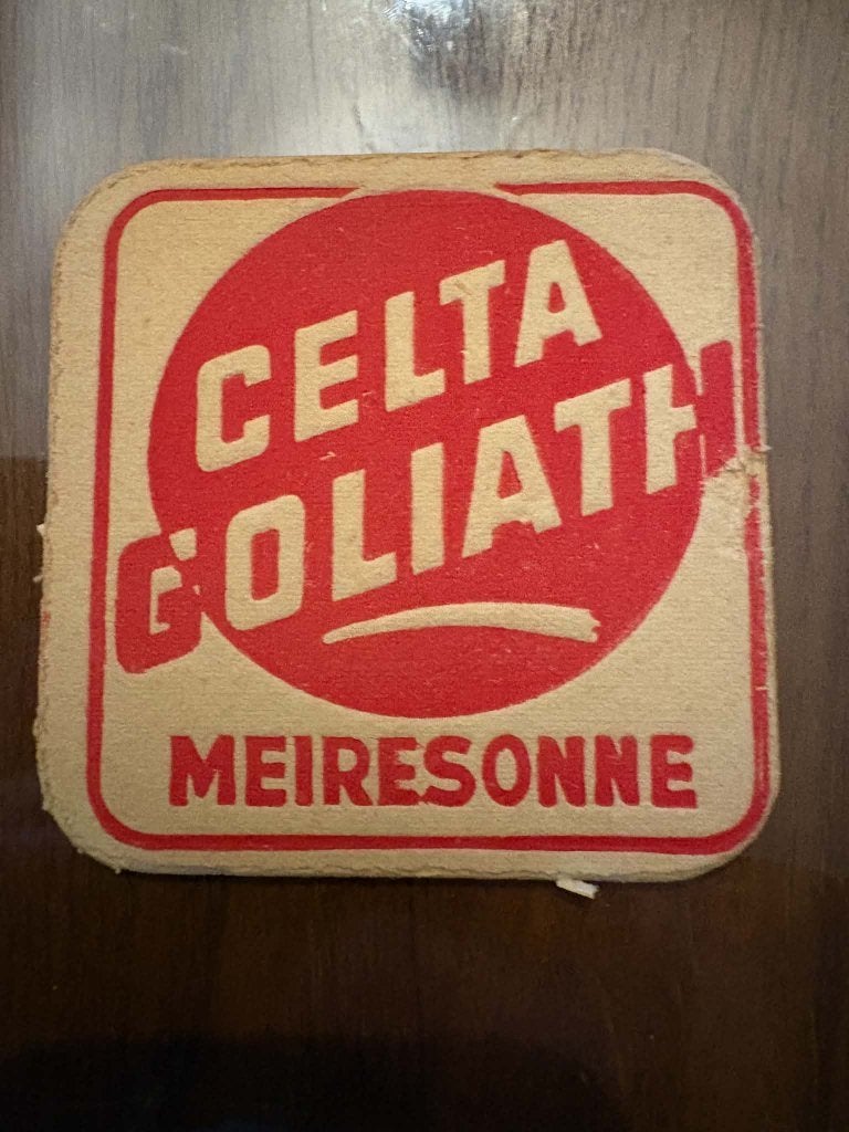 Oud bierviltje Celta Goliath Meiresonne, Ophalen of Verzenden, Gebruikt, Viltje(s), Overige merken
