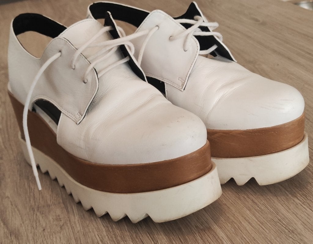 KMB Spaanse platform schoenen – wit Maat 40, Enlèvement, Porté, Blanc, KMB