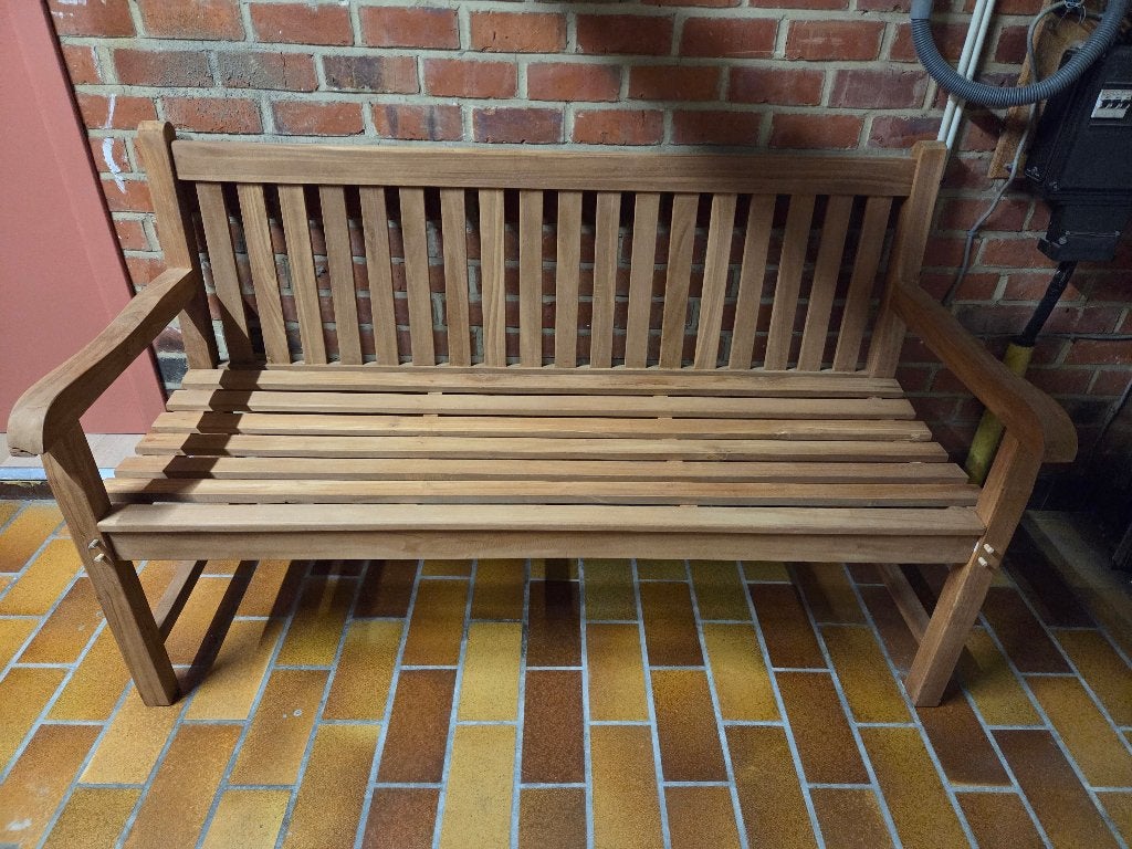 Banc de jardin en teck, Jardin & Terrasse, Bancs de jardin, Enlèvement, Comme neuf, Bois de teck