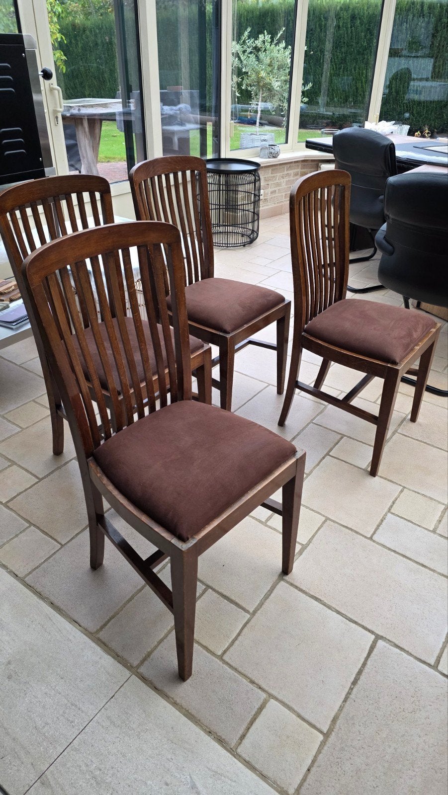 4 stevige stoelen, Ophalen, Hout, Bruin, Rustiek