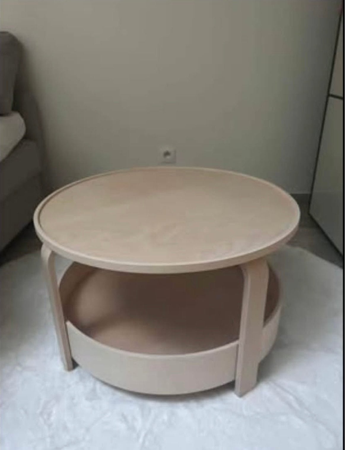 Table basse IKEA BORGBY – bouleau clair, Huis en Inrichting, Tafels | Salontafels, Ophalen, Zo goed als nieuw, Rond, Overige houtsoorten