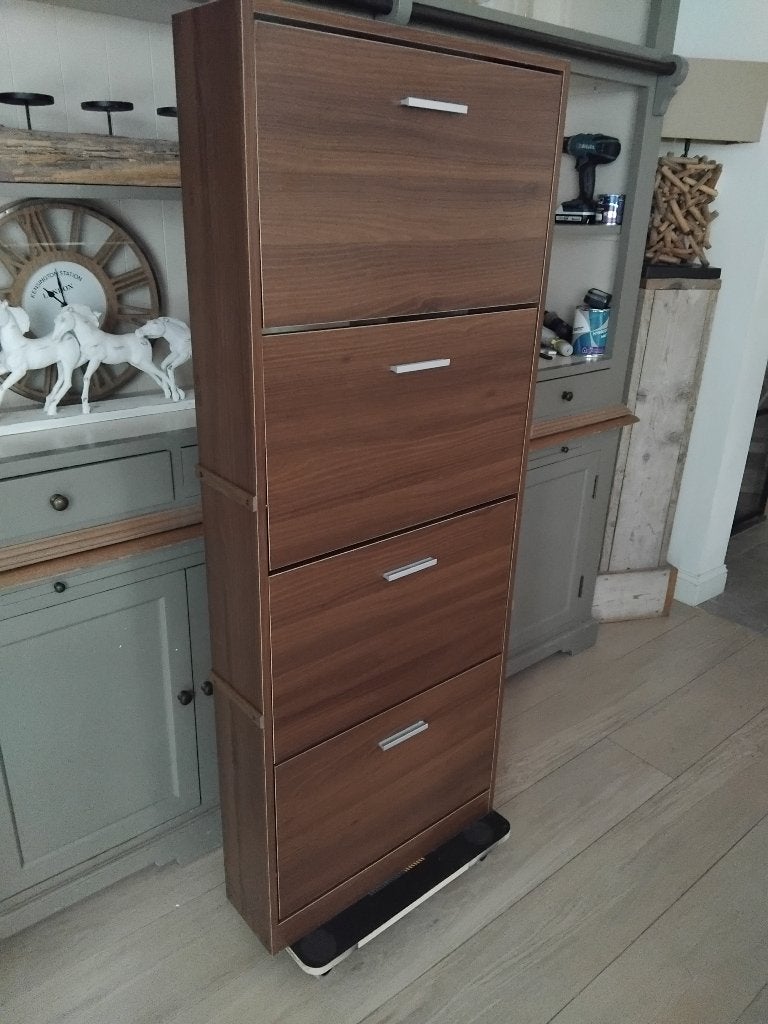 schoenenkast donkerbruin 150 cm, Ophalen, Gebruikt