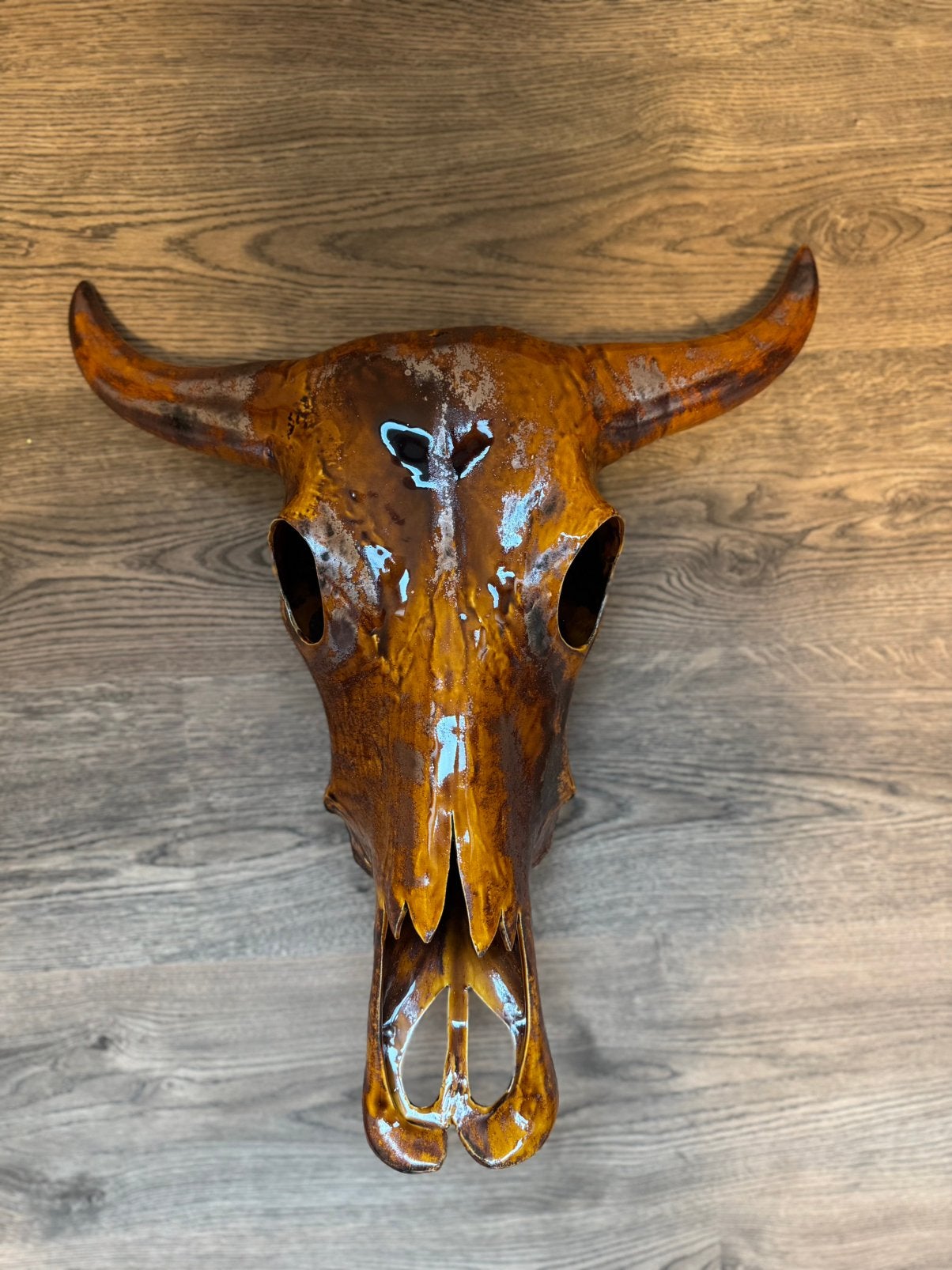 Keramieken handgemaakte Laulabel skull goud/brons, Ophalen, Wandhanger, Steen/keramiek, Handgemaakt