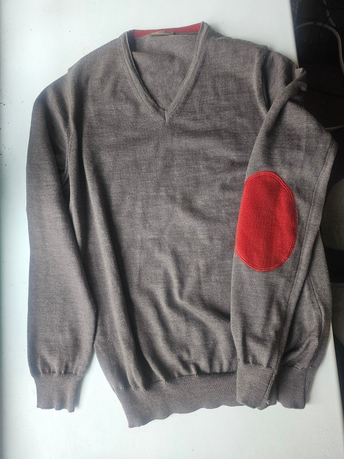 merino wollen STENSTRÖMS V-hals trui met elleboogstukken - S, Envoi, Neuf, Taille 46 (S) ou plus petite, STENSTRÖMS