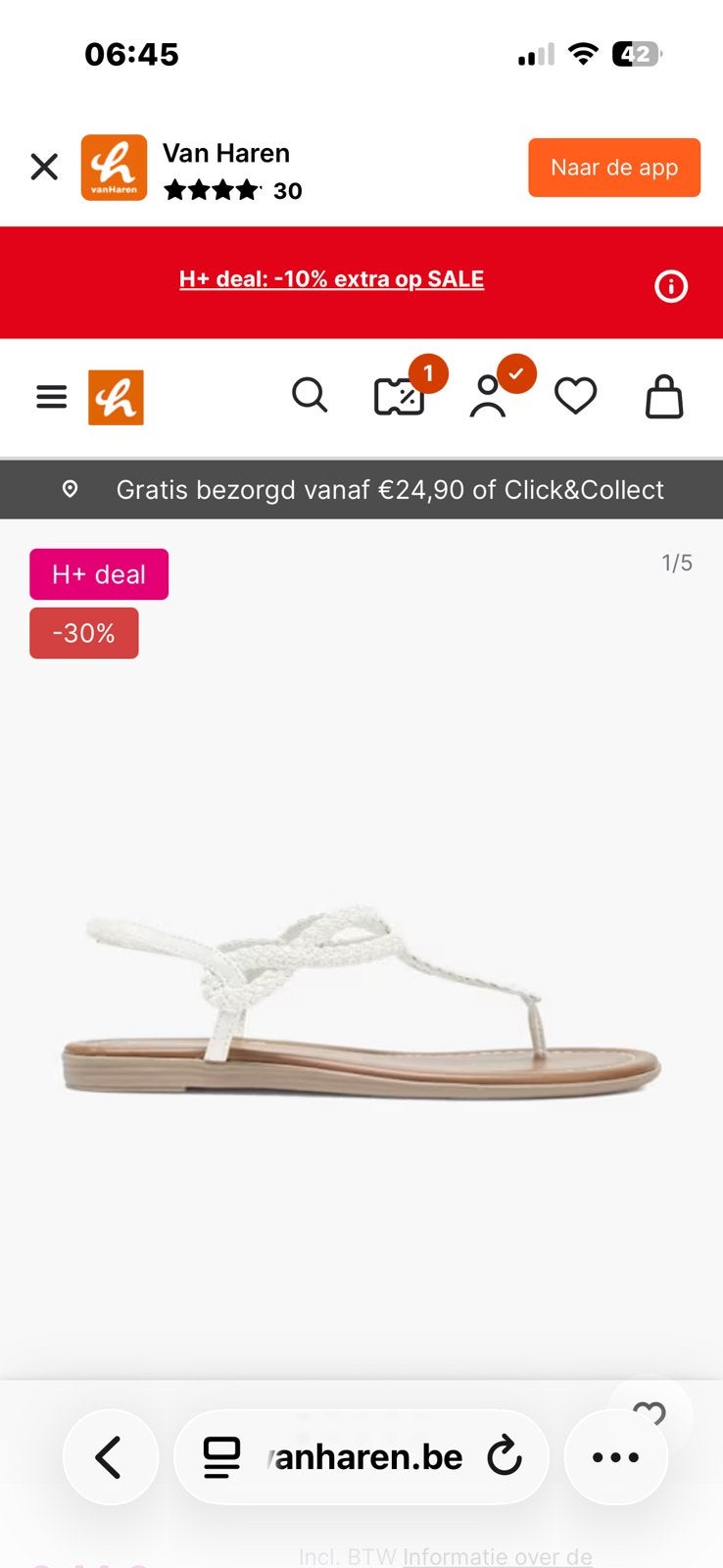 Amper gedragen witte Graceland teenslippers, Wit, Zo goed als nieuw, Ophalen, Slippers