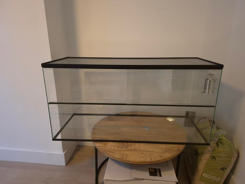Glazen Hamster Kooi Terrarium Met Schuifruiten 100x40x50 cm, Ophalen, Zo goed als nieuw, Terrarium of Paludarium