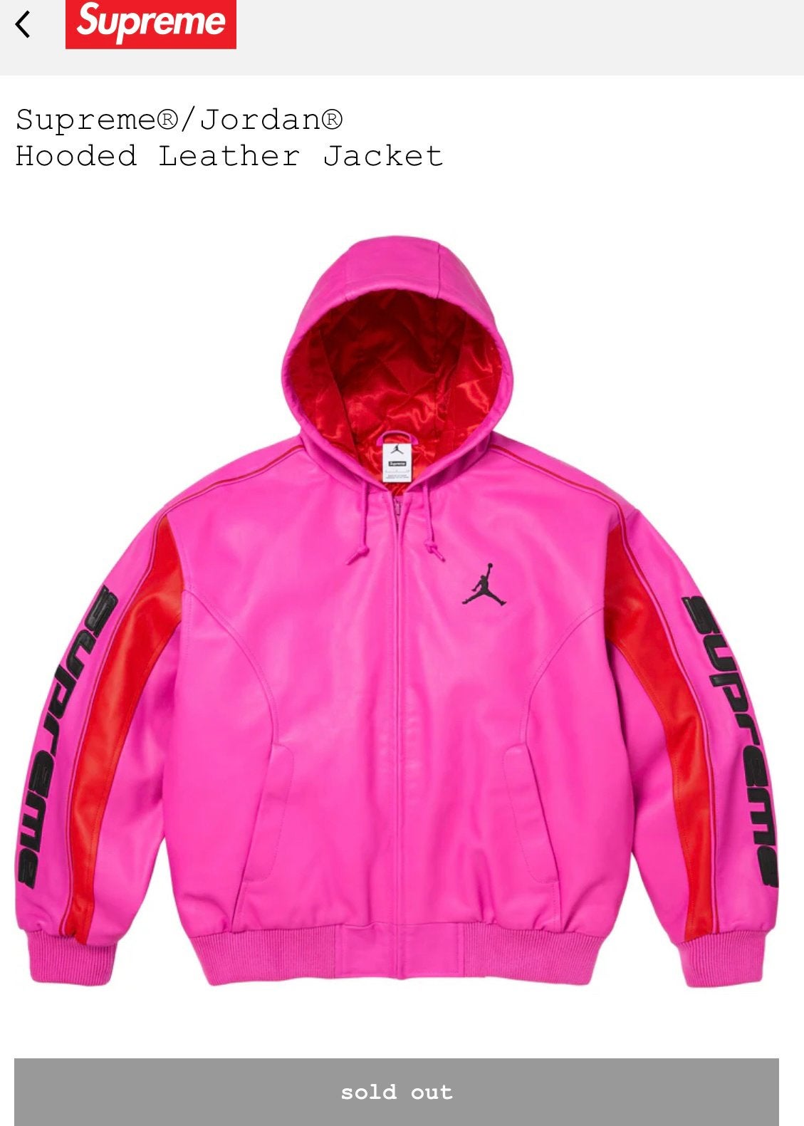 Supreme x Jordan Leather Jacket Fire Pink SS26 S, Ophalen of Verzenden, Nieuw, Maat 48/50 (M), Roze