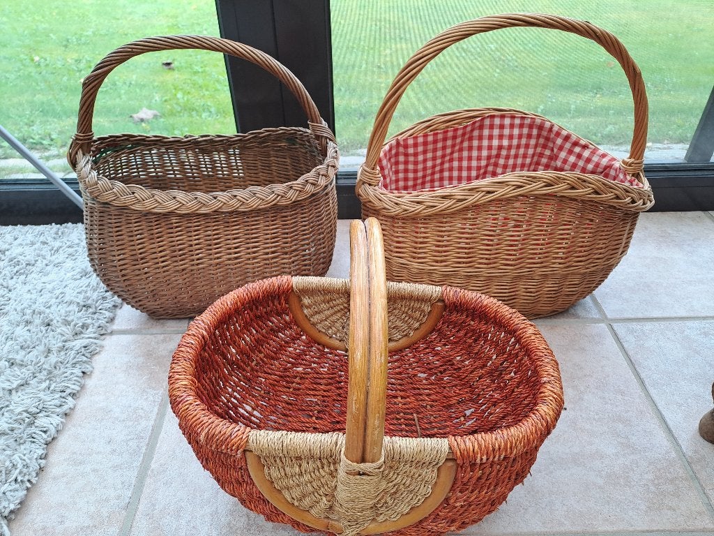 jolis paniers vintage, Osier, Enlèvement, Ovale, Panier