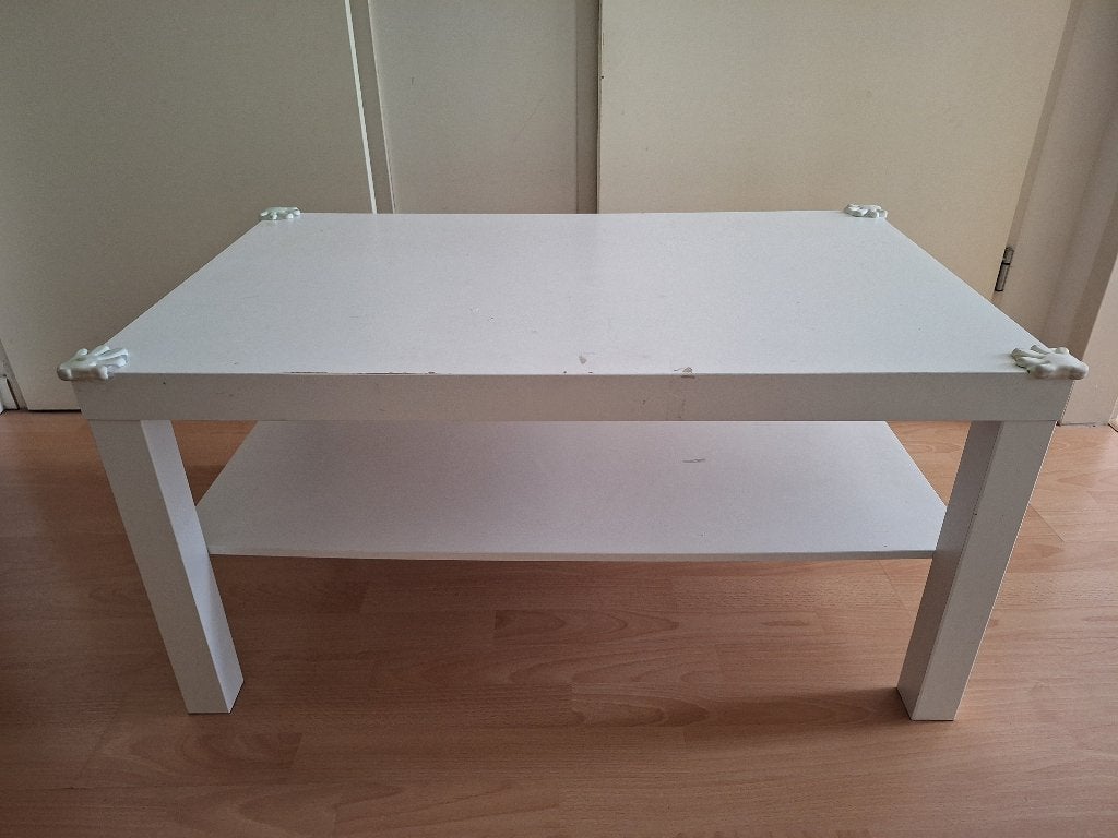 Witte salontafel, Huis en Inrichting, Tafels | Salontafels, Ophalen, Gebruikt, Rechthoekig, Overige houtsoorten
