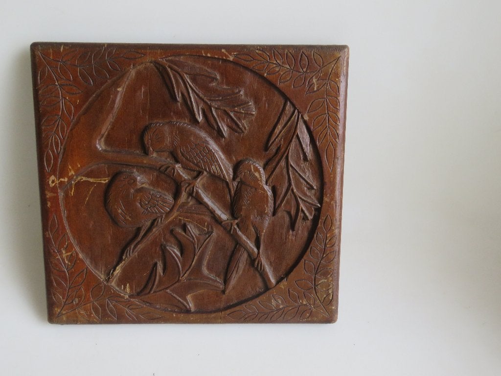 Vintage gesculpteerd paneel vogels, Ophalen of Verzenden