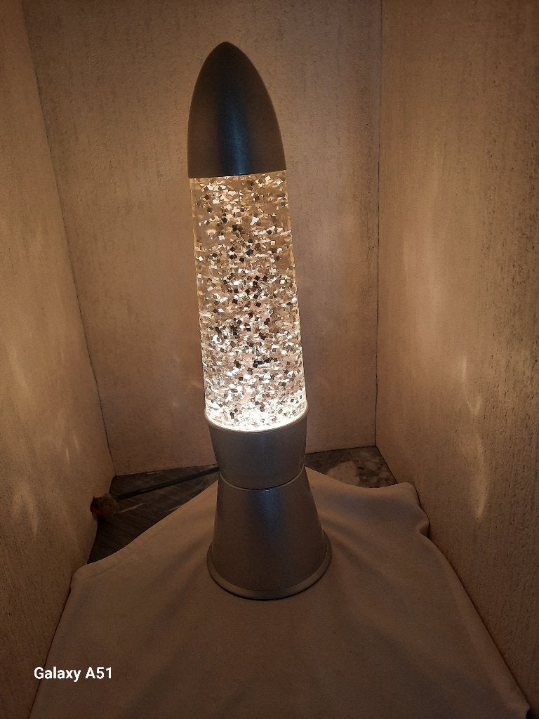 zilveren lava lamp met glitter, Ophalen of Verzenden