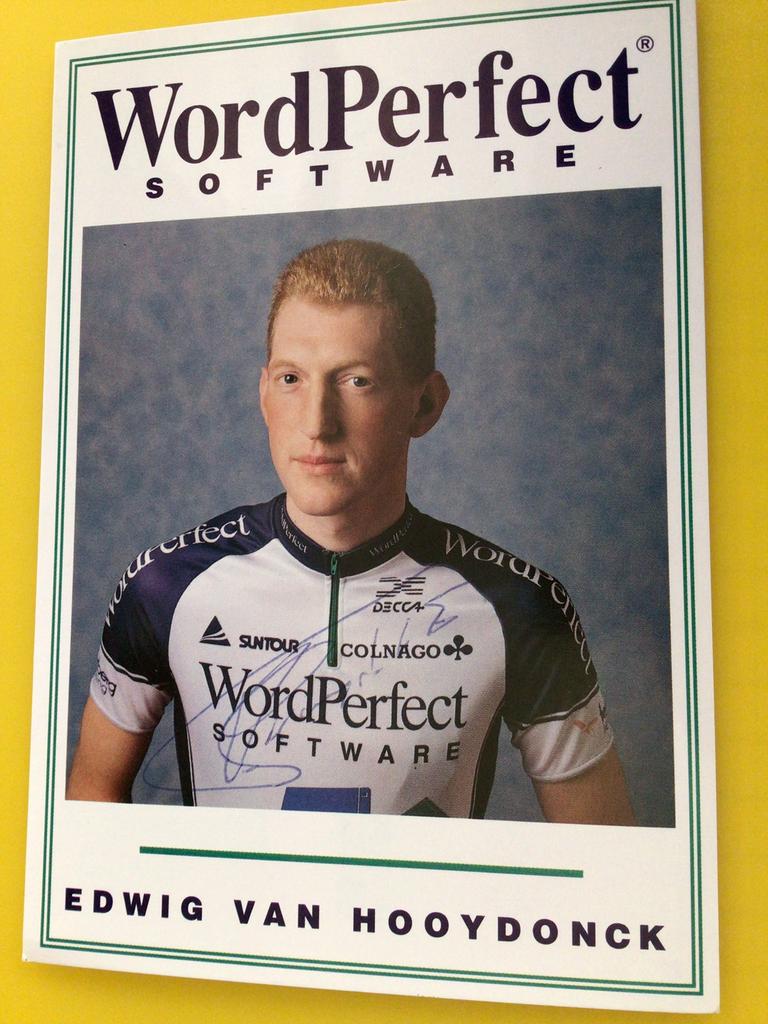Wielerkaart 1993 team wordperfect edwig van hooydonk signe, Verzenden