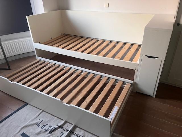 IKEA Odda/Flaxa logeerbed 2p, Huis en Inrichting, Ophalen, Verstelbaar, 90 cm, Wit