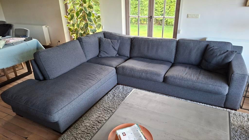 Donker grijze stoffen L zetel, Huis en Inrichting, Ophalen