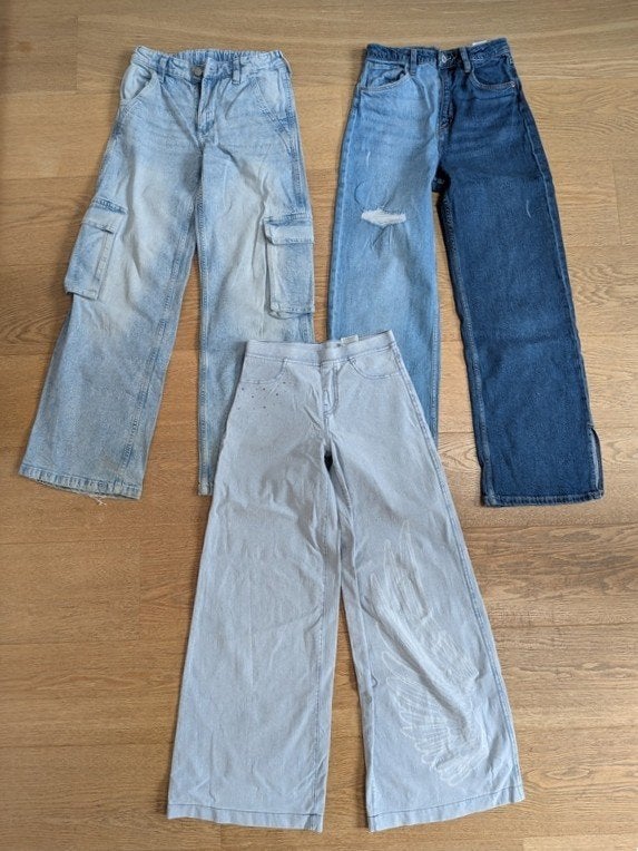 H&M pantalon fille en jean - taille 158 (13 ans), Ophalen, Gebruikt, Meisje, Broek