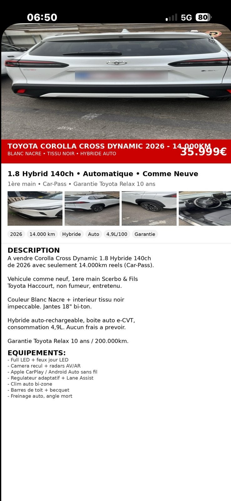 Toyota corola criss dynamite, Enlèvement, Comme neuf