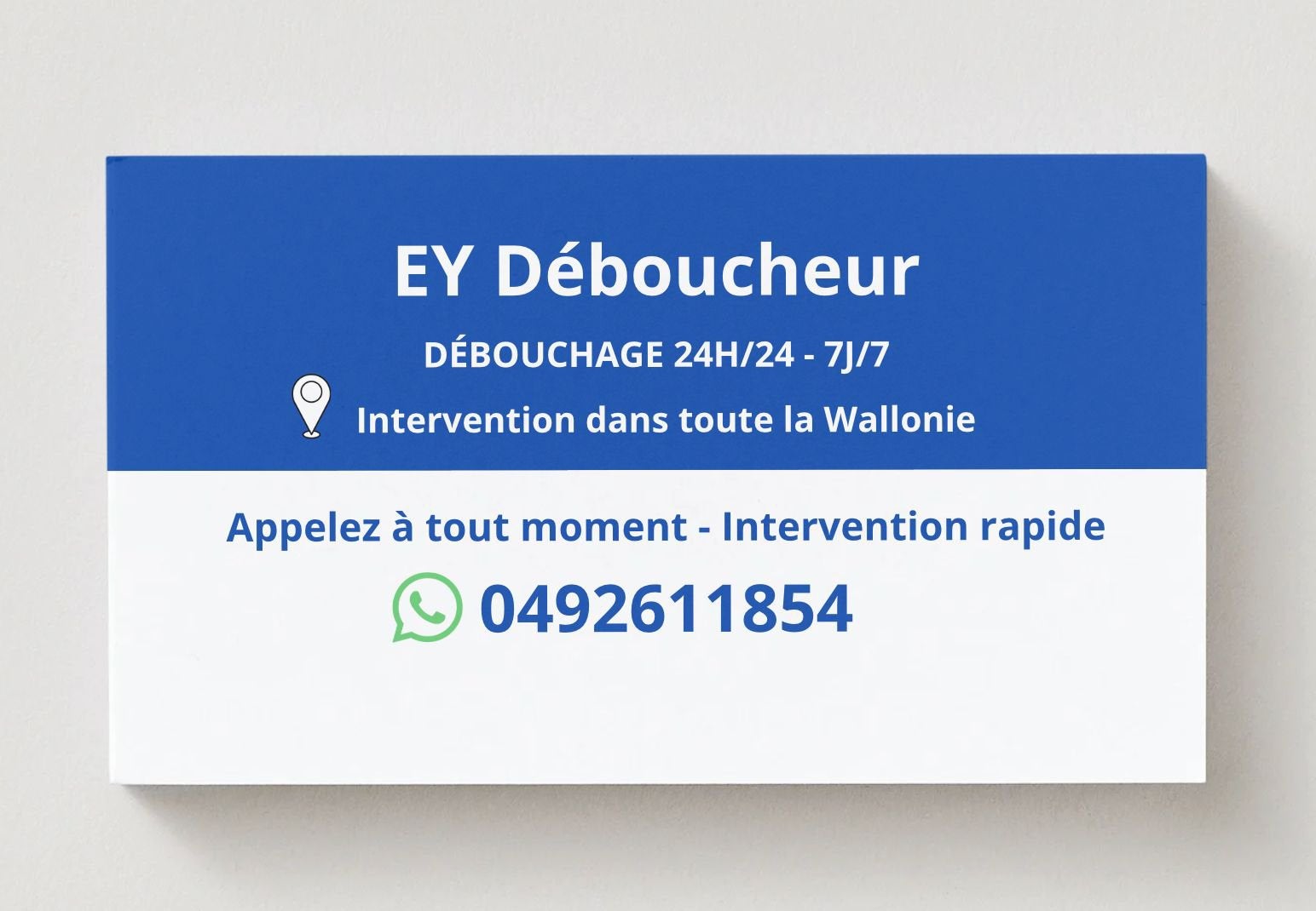 Déboucheur 0492/61/18/54, Enlèvement