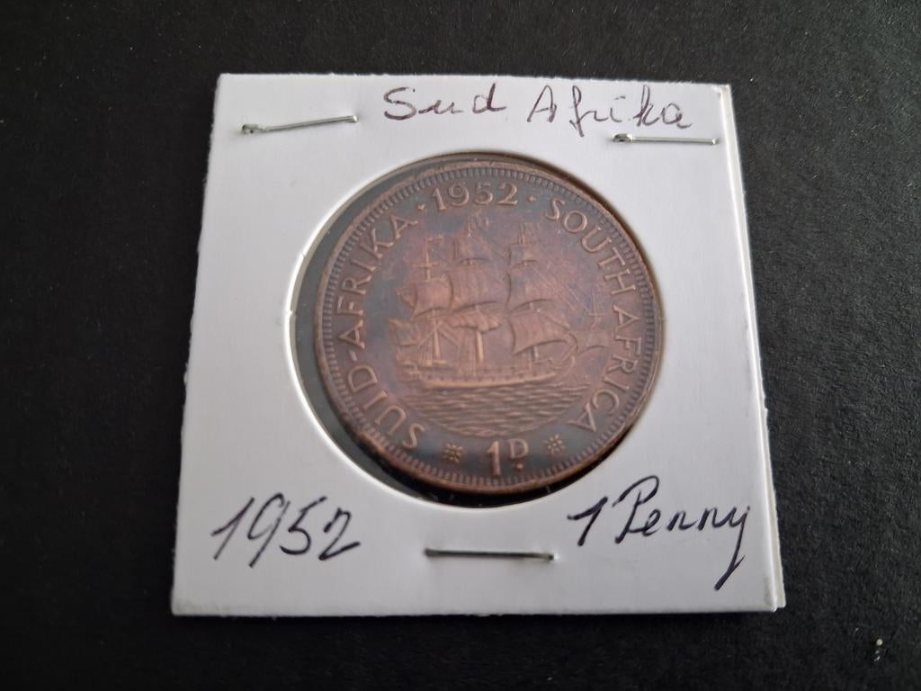 Afrique du Sud : 1 Penny George VI 1952, Timbres & Monnaies, Monnaies | Afrique, Envoi, Afrique du Sud, Monnaie en vrac