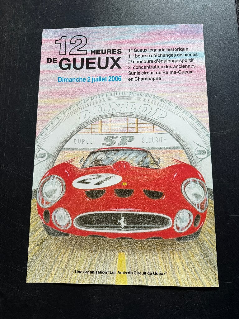 poster Ferrari 250 GTO 12 heures de Gueux Reims Dunlop, Ophalen of Verzenden