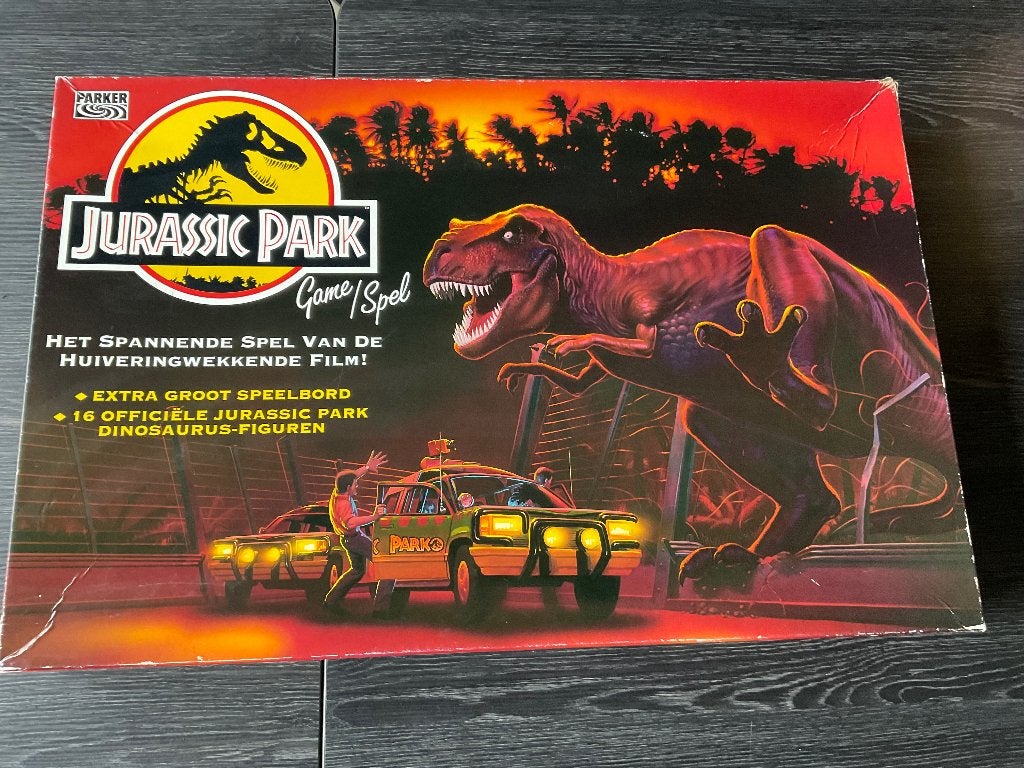 Vintage Jurassic Park gezelschapsspel Parker + 16 dinosaurus, Hobby en Vrije tijd, Ophalen of Verzenden, Gebruikt, Parker