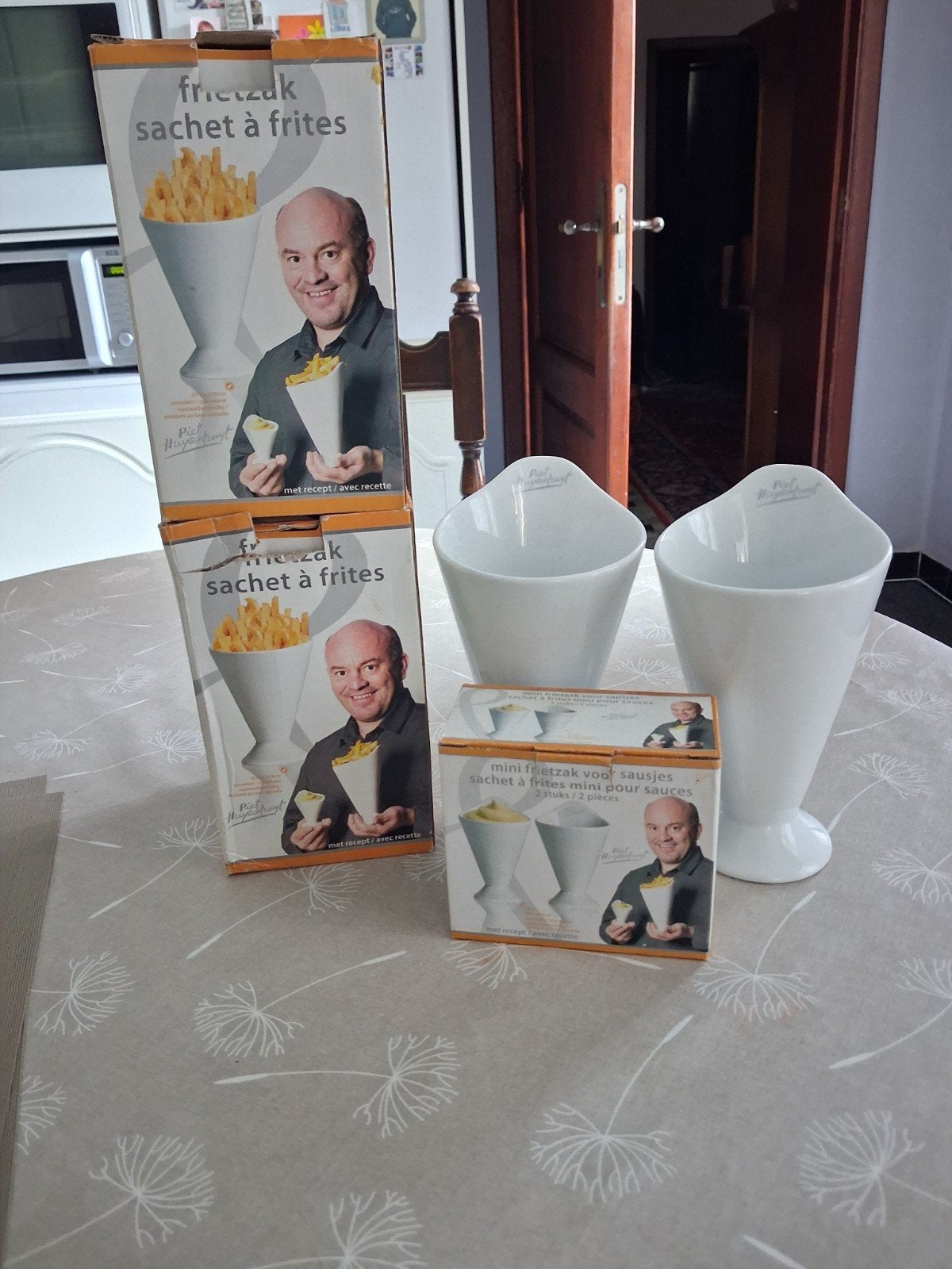 Friet bakjes, Ophalen, Nieuw, Wit, Glas