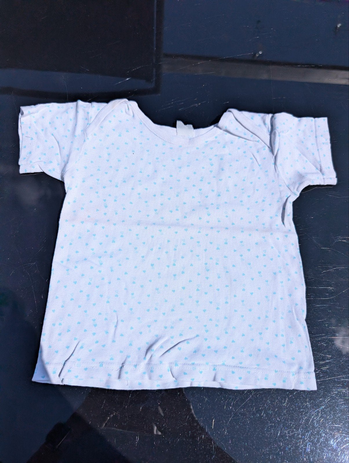 Wit met turquoise onderhemdje met korte mouwen voor 4 jaar, Kinderen en Baby's, Kinderkleding | Maat 104, Ophalen of Verzenden