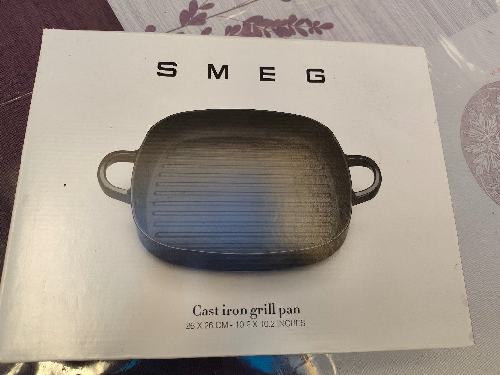 SMEG gietijzeren grillpan, Huis en Inrichting, Gietijzer, Overige typen, Ophalen of Verzenden, Zo goed als nieuw