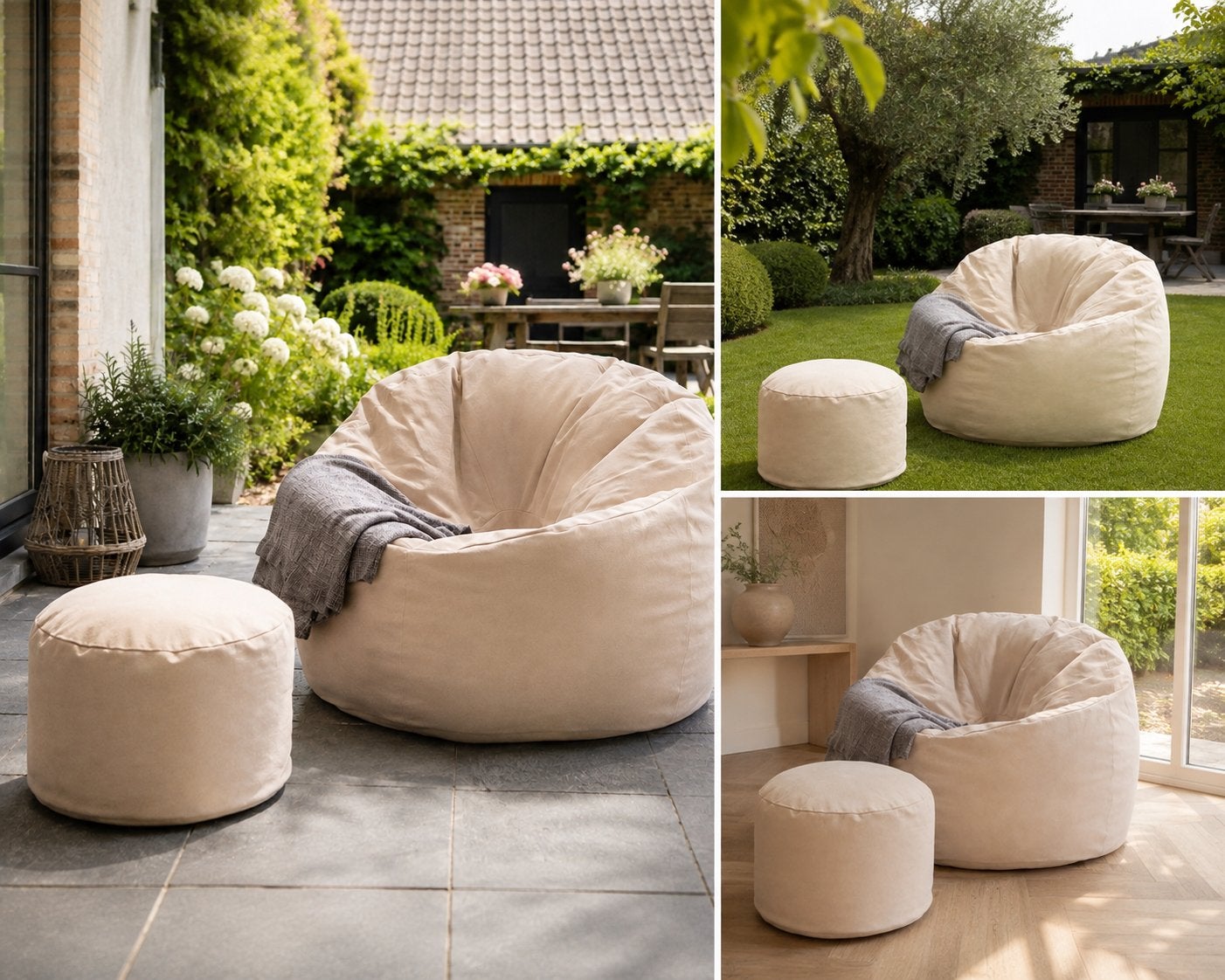 Handgemaakte ronde lounge fauteuil – binnen & buiten – €179, Huis en Inrichting, Ophalen of Verzenden, Nieuw, Beige