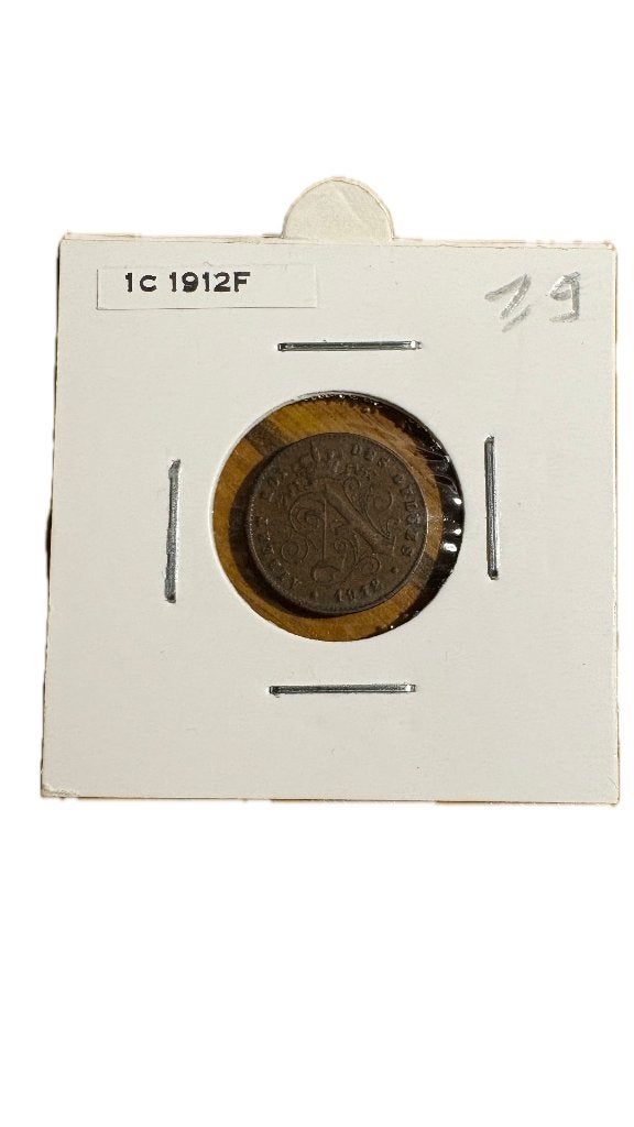 ALBERT I: 1 CENT 1912F (2), Postzegels en Munten, Ophalen of Verzenden