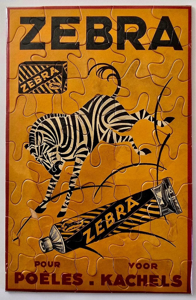 ZEBRA — Reclamepuzzel — Reclamepigsaw nr. 22, Ophalen of Verzenden, Gebruikt, Reclamebord