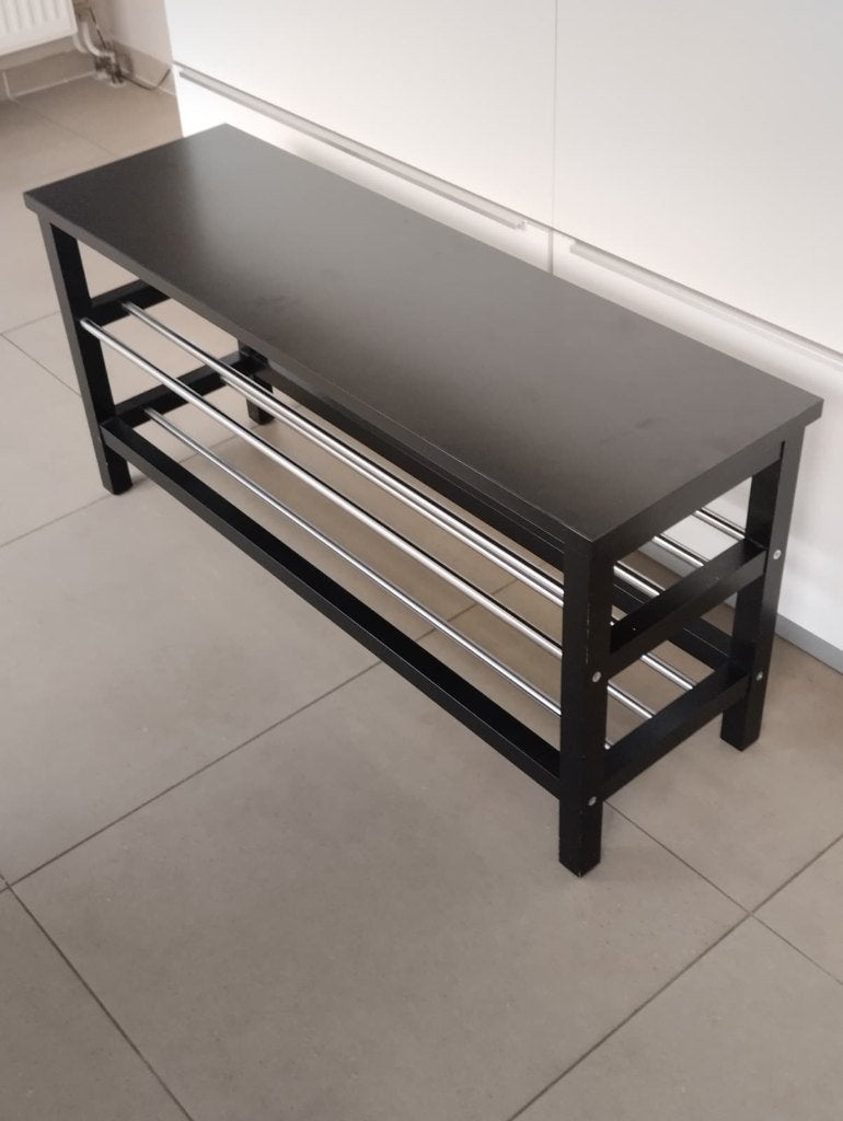 Banc IKEA Tjusig + rangement chaussures, Maison & Meubles, Enlèvement, Utilisé