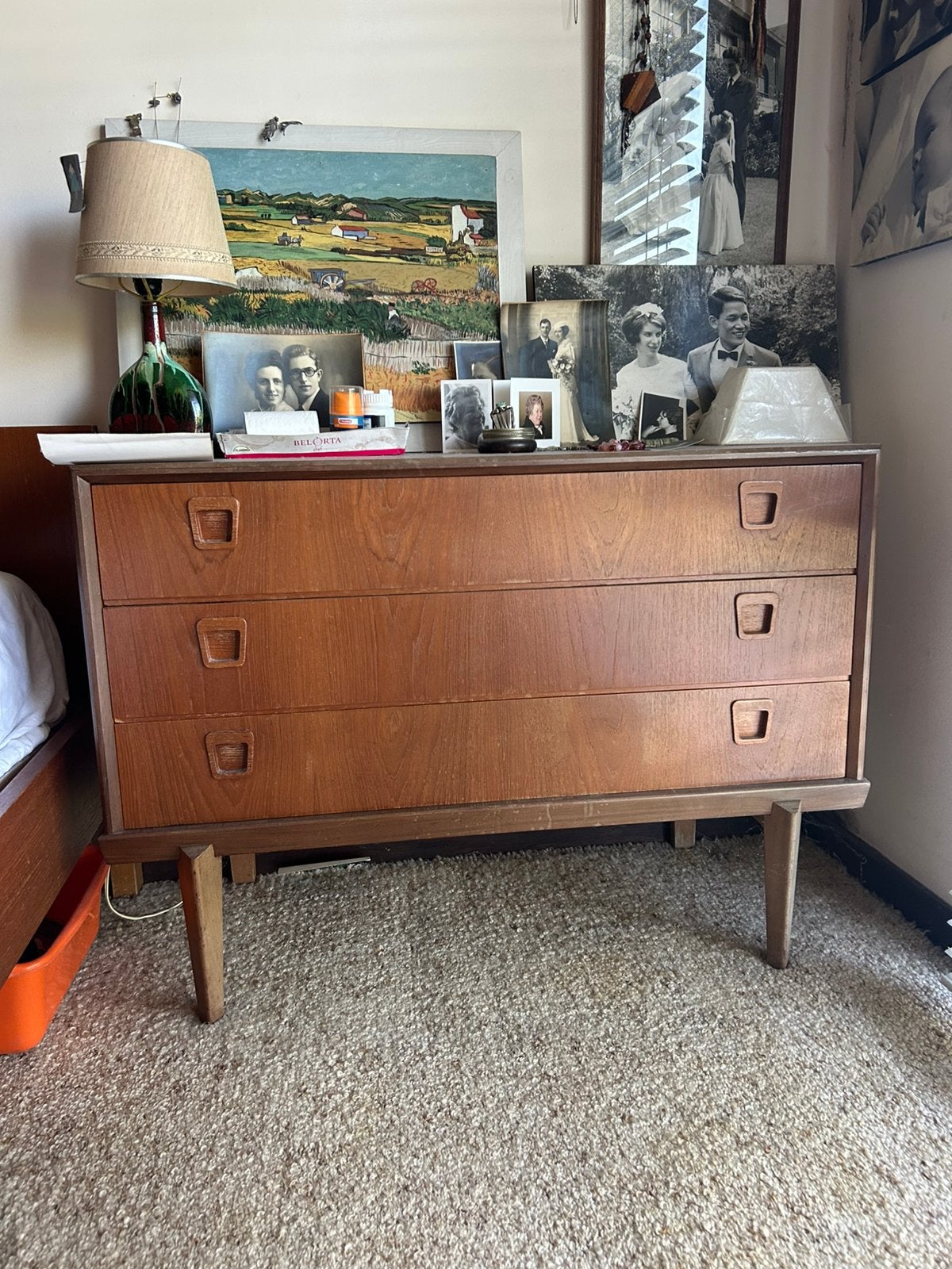 Vintage mid century dressoir slaapkamer, Huis en Inrichting, Ophalen, Gebruikt, Teakhout, Vintage 60