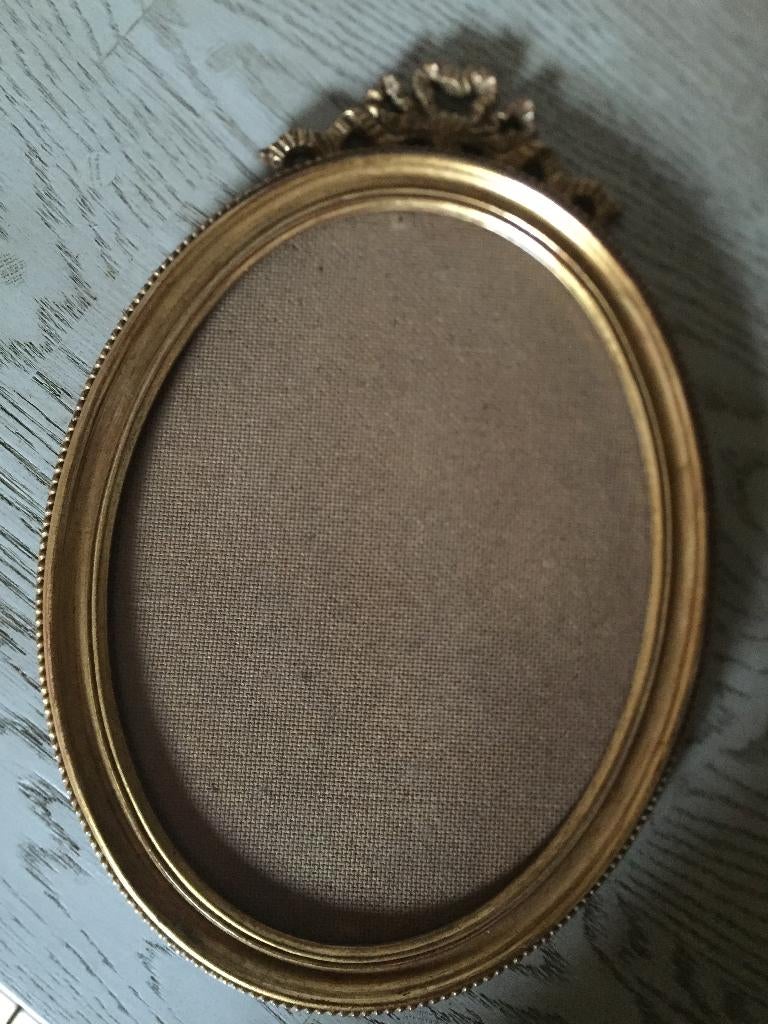 vintage vergulde houten ovale fotokader met glas, Antiek en Kunst, Ophalen