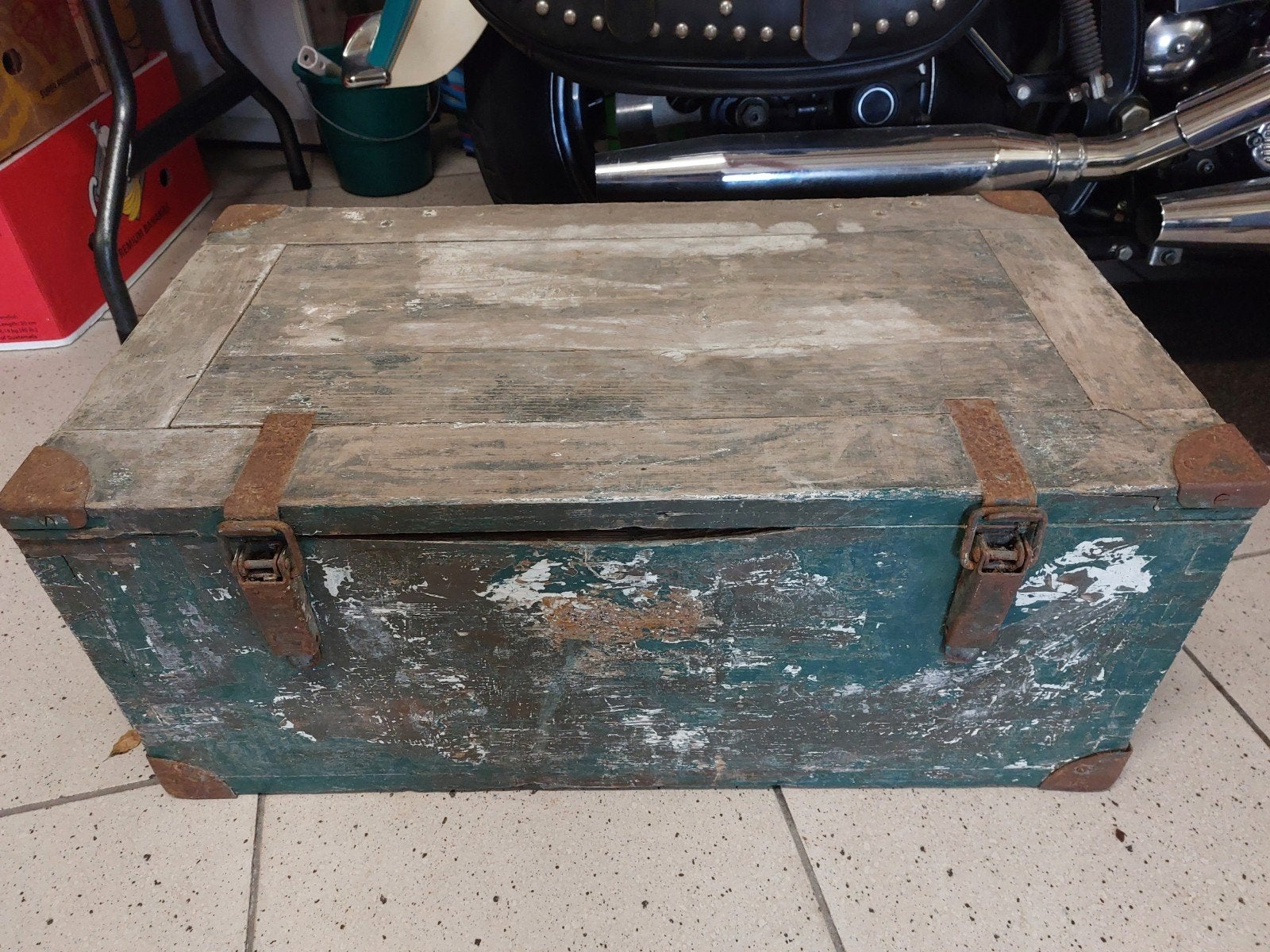 Houten leger kist 74x41x31. 0486 215927, Ophalen