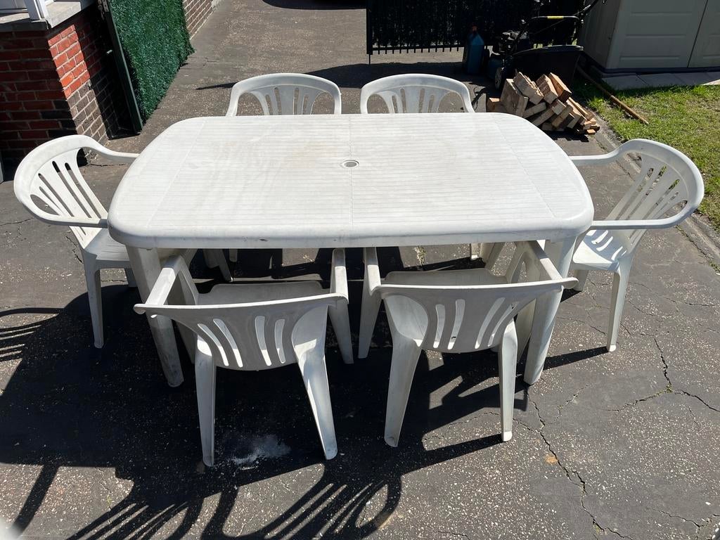 Tuintafel set, Ophalen, Kunststof, Gebruikt, Meer dan 8 zitplaatsen