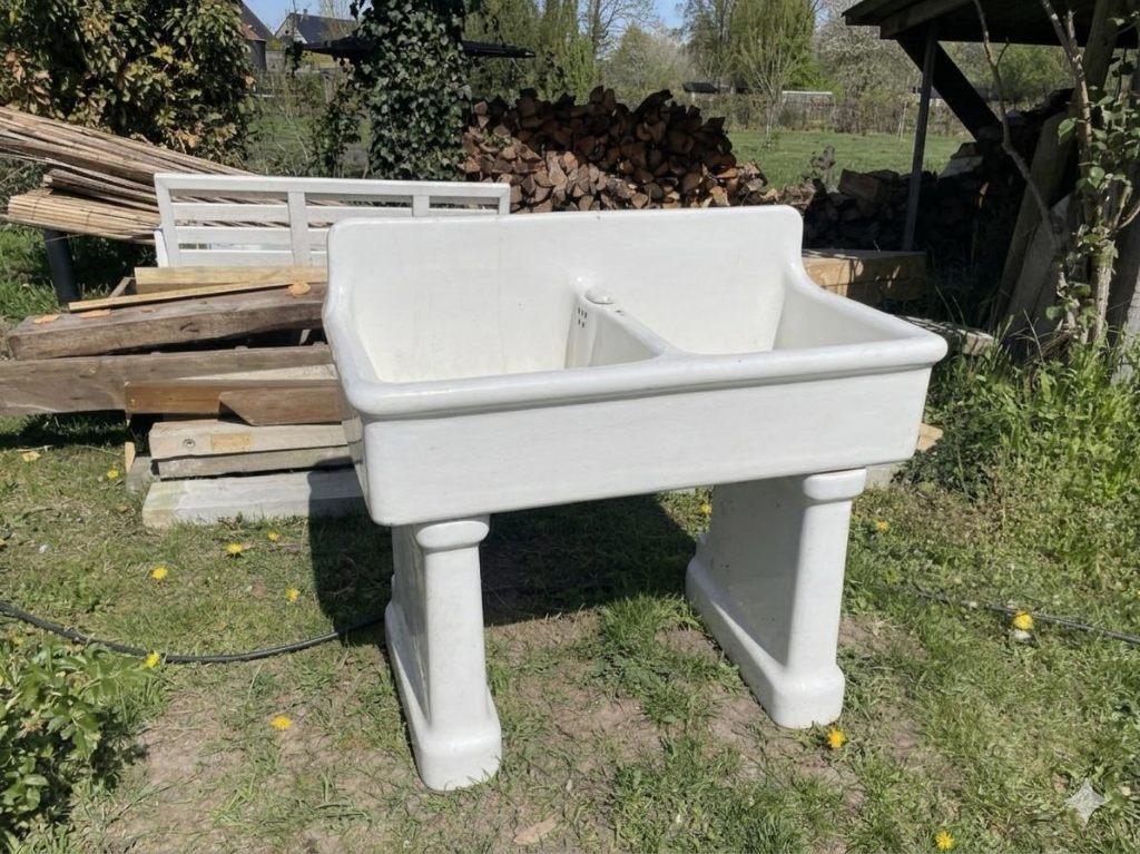 évier de ferme - vintage à double vasque, Maison & Meubles, Moins de 100 cm, Enlèvement, Utilisé, 50 à 100 cm