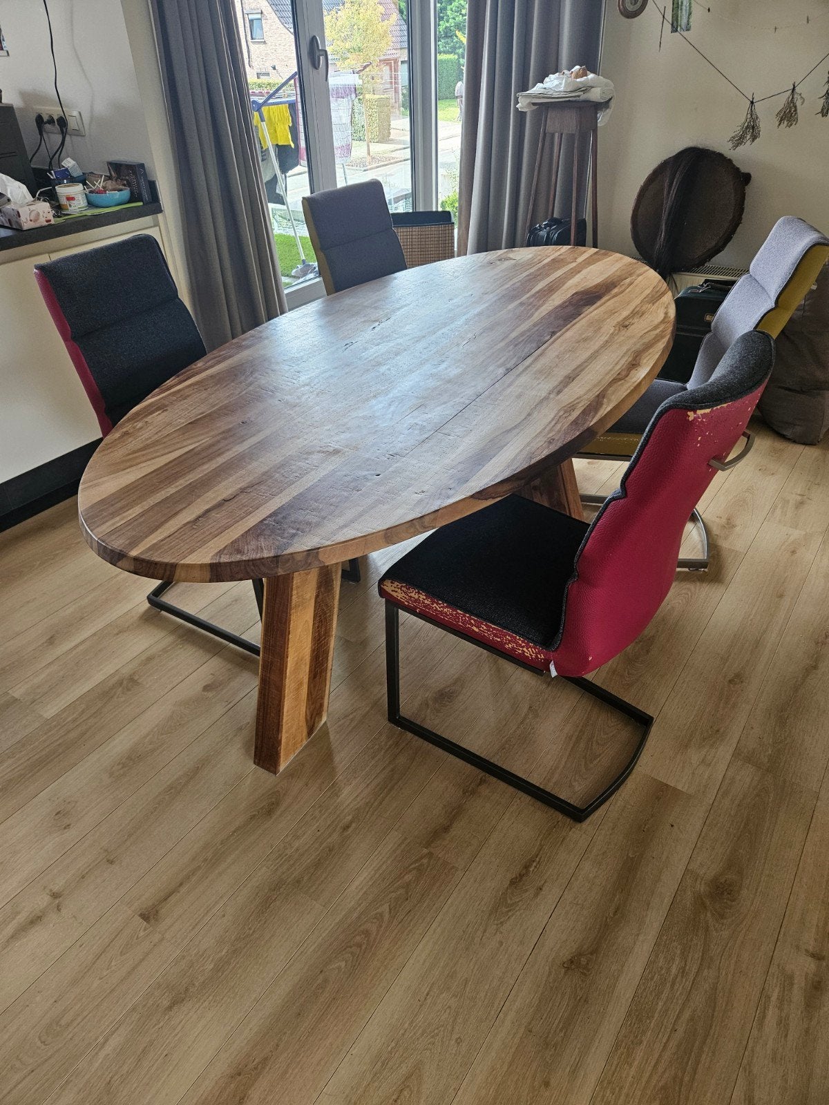 Tafel + 4 stoelen xooon, Ophalen, Gebruikt, 100 tot 150 cm, Vijf personen of meer